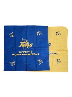 Tulsa Womens Basketball Bandanas Set Of 2 Blue Yellow Sports Memorabilia